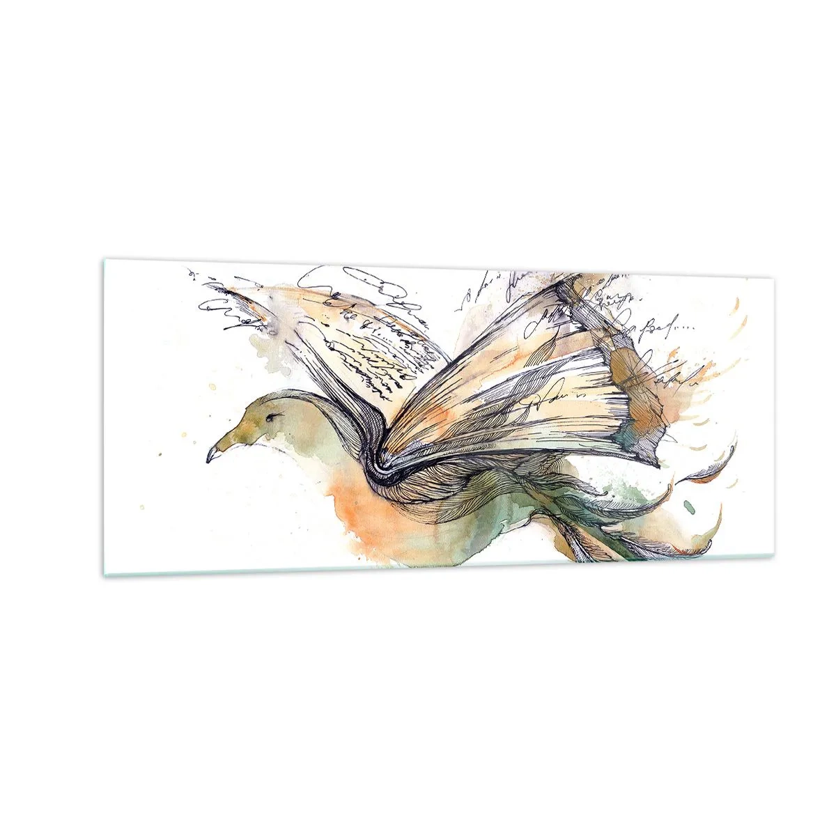 Schilderen op glas - Op de vleugels van poëzie - 100x40 cm