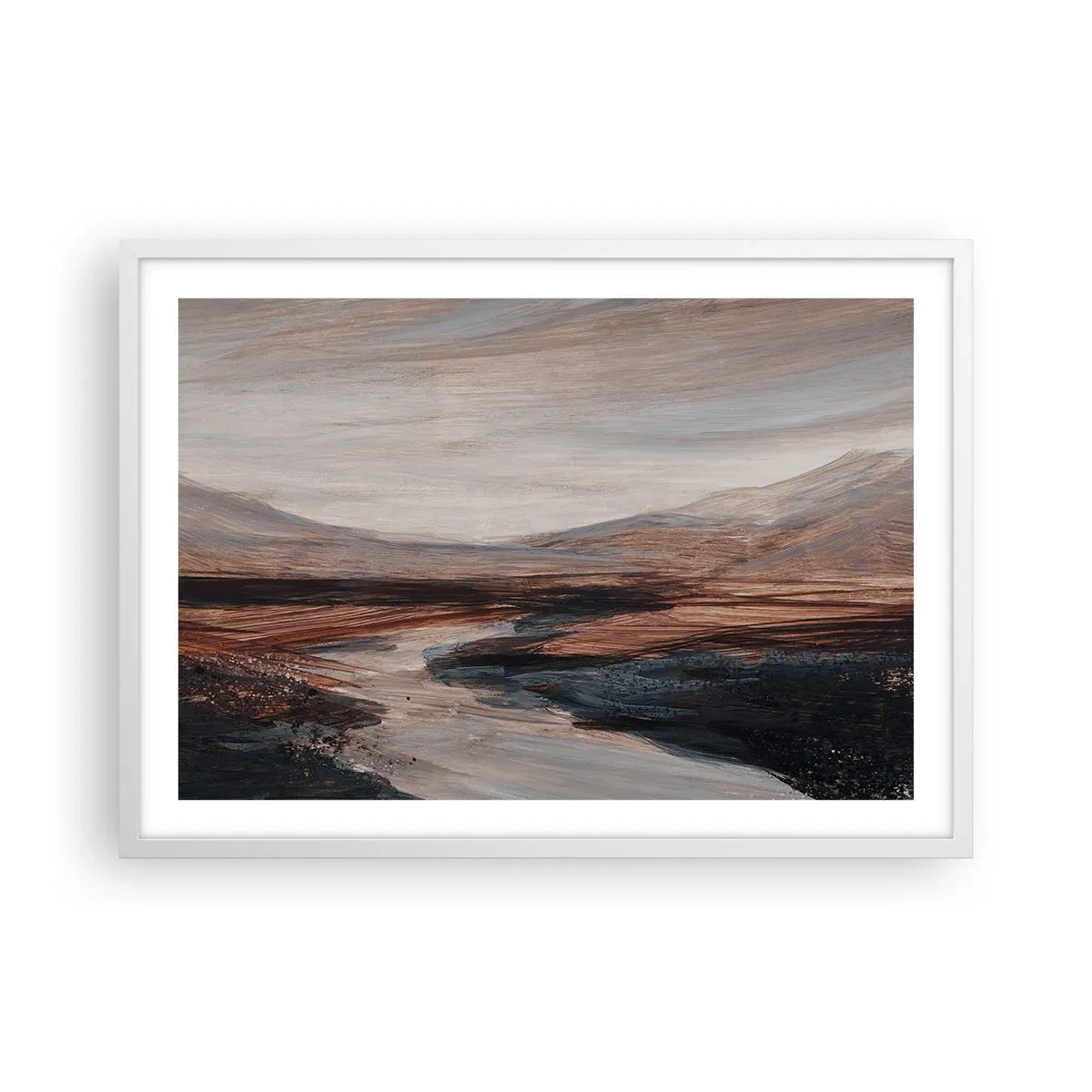 Poster in een witte lijst - Een rustige vallei - 70x50 cm