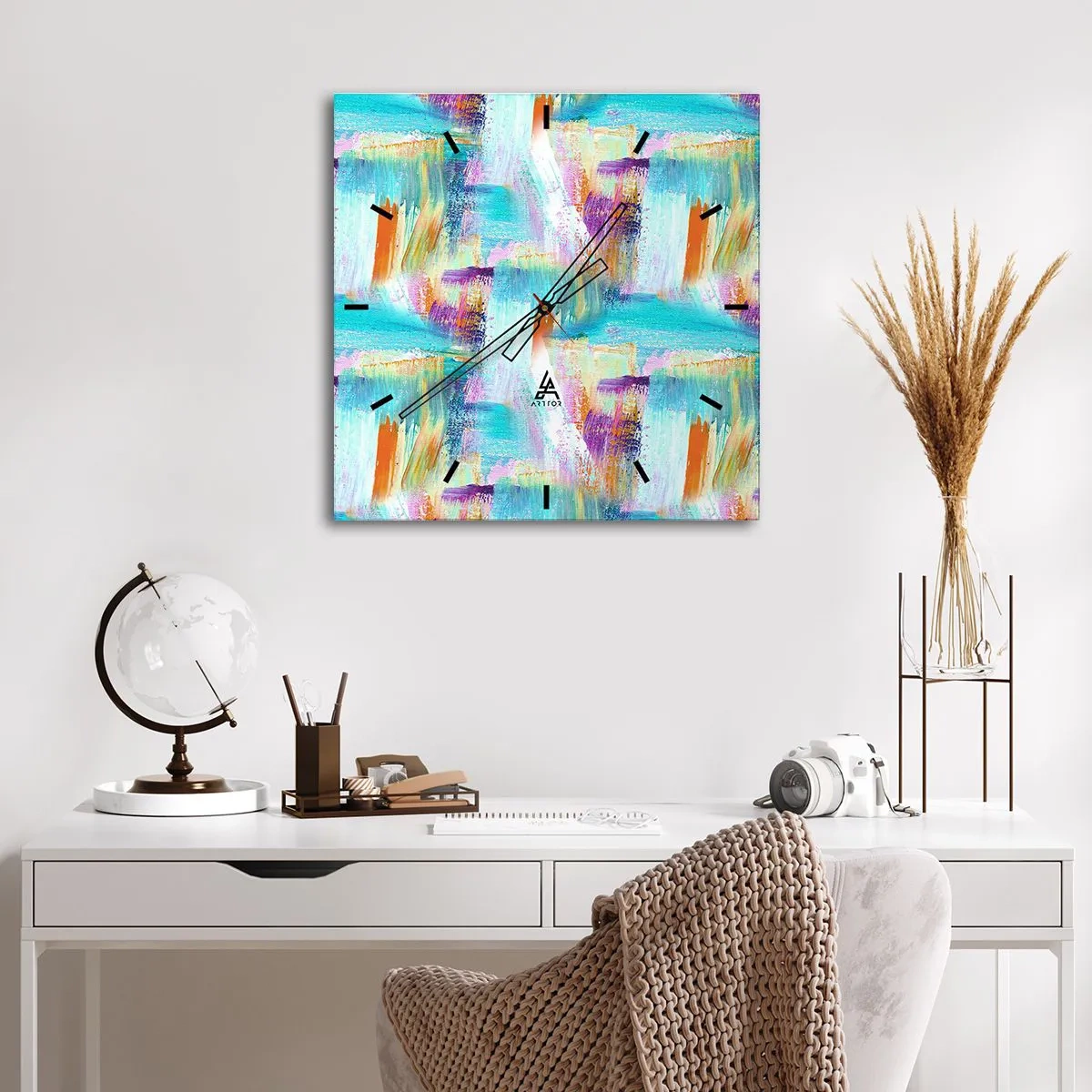 Wandklok - Klok - Vrolijk vlekkerig en besmeurd - 30x30 cm