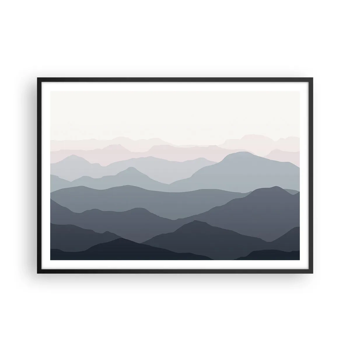 Poster in een zwarte lijst - Golven van de bergen - 100x70 cm