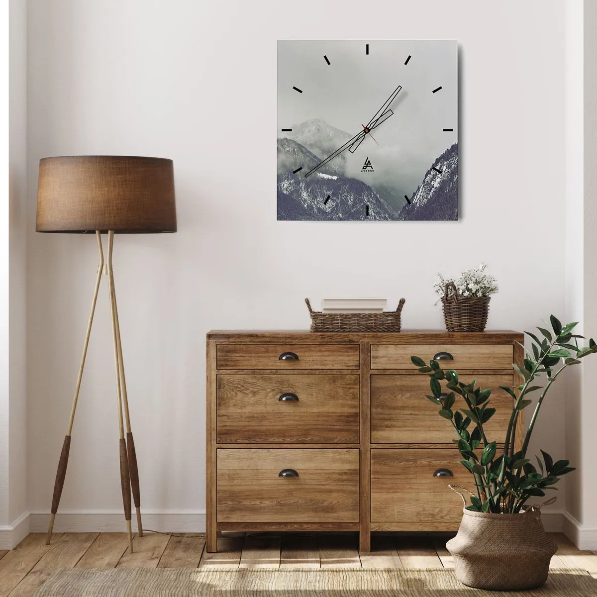 Wandklok - Klok - Mistige vallei - 40x40 cm