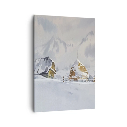 Schilderen op canvas - In een besneeuwde vallei - 50x70 cm