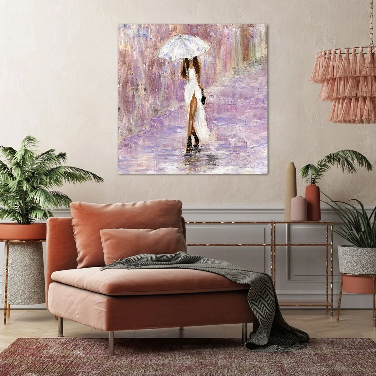 Schilderen op canvas - In de lila regen - 70x70 cm