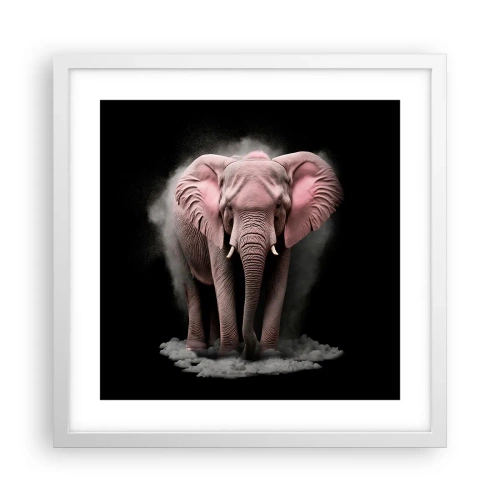 Poster in een witte lijst - Denk niet aan een roze olifant! - 40x40 cm
