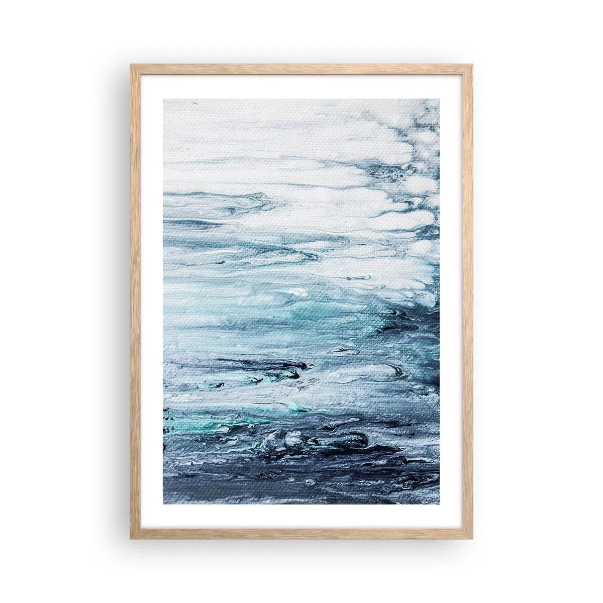 Een poster in een licht eiken lijst - Blauwe ijspegels - 50x70 cm