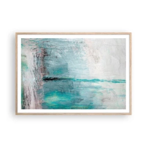 Een poster in een licht eiken lijst - Horizontaal in blauw - 100x70 cm