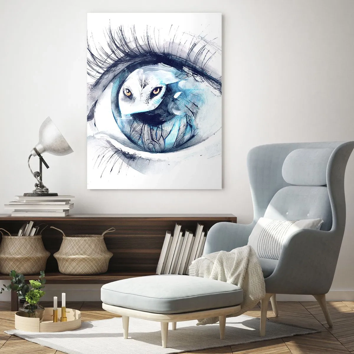 Schilderen op glas - Oog in oog met wildheid - 70x100 cm