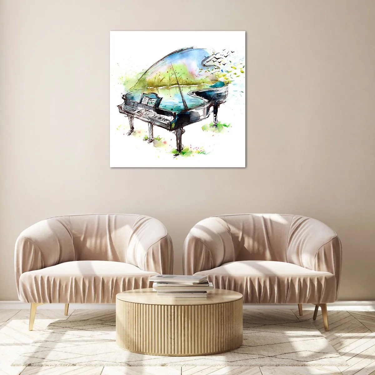 Schilderen op glas - Betoverd in muziek - 70x70 cm