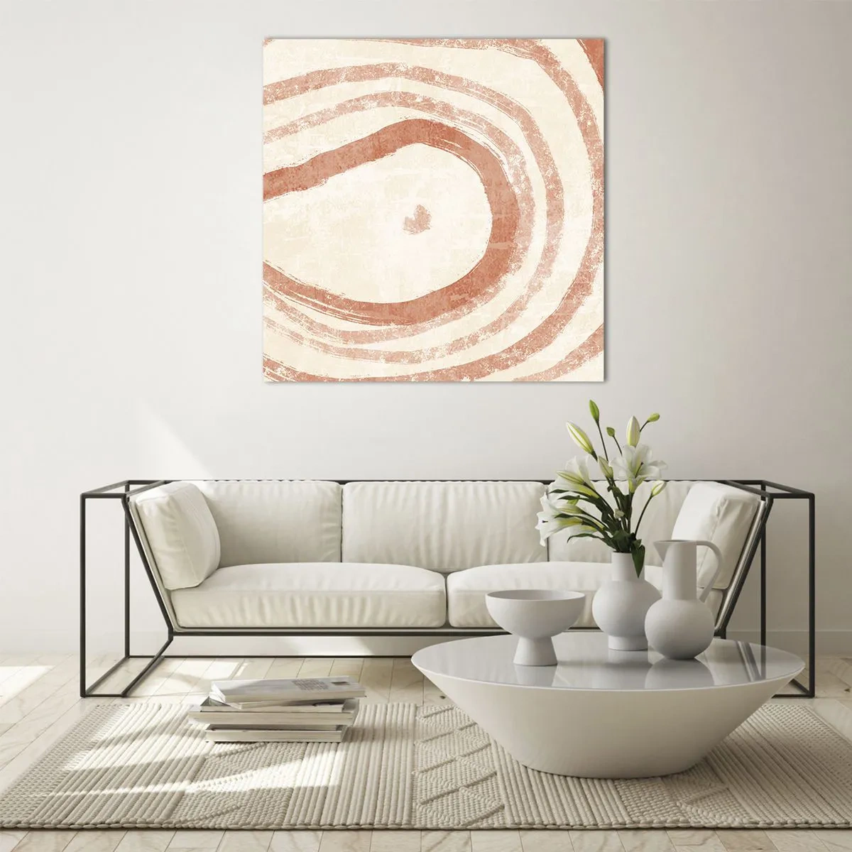 Schilderen op glas - Koraalcirkels – compositie - 70x70 cm