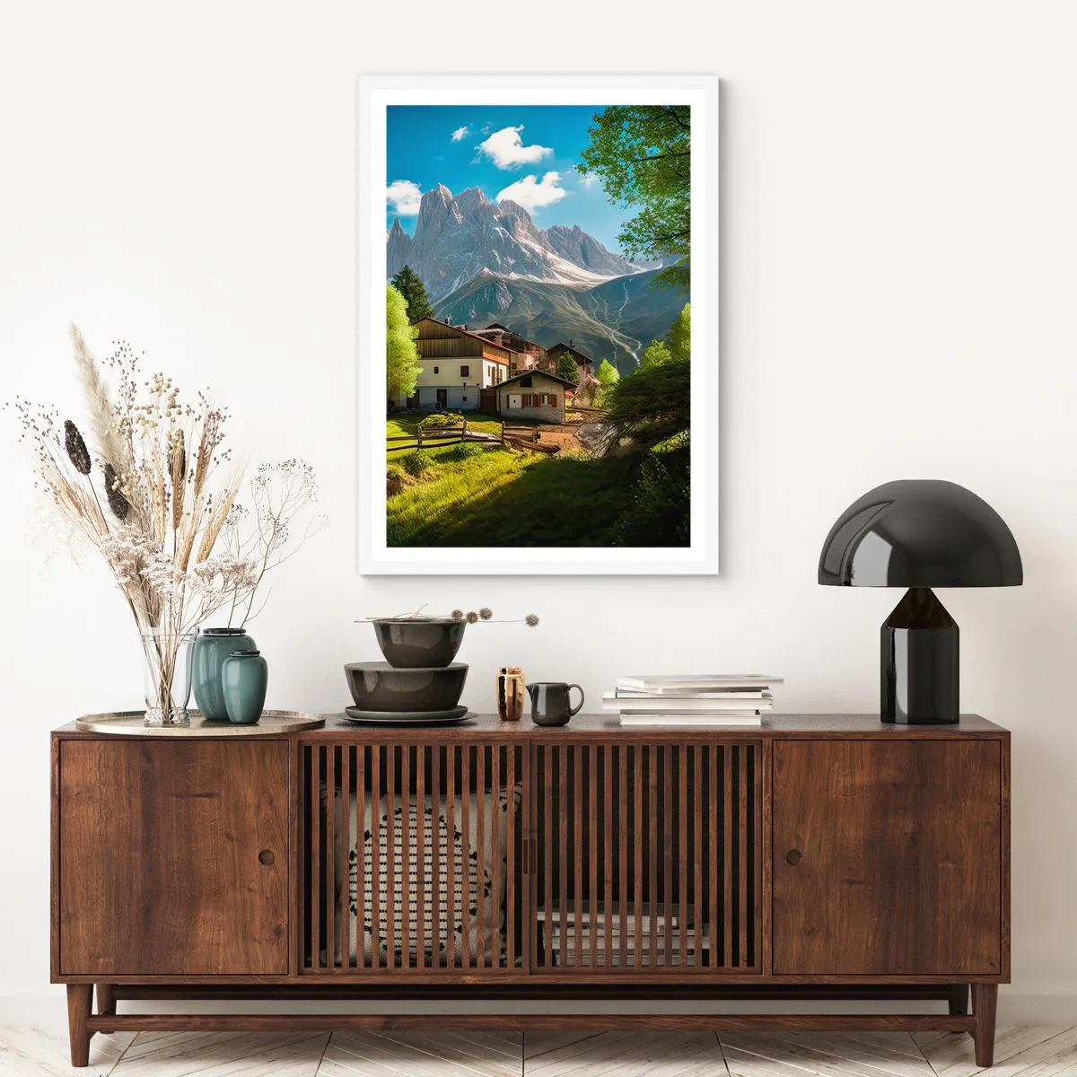 Poster in een witte lijst - Alpine idylle - 50x70 cm