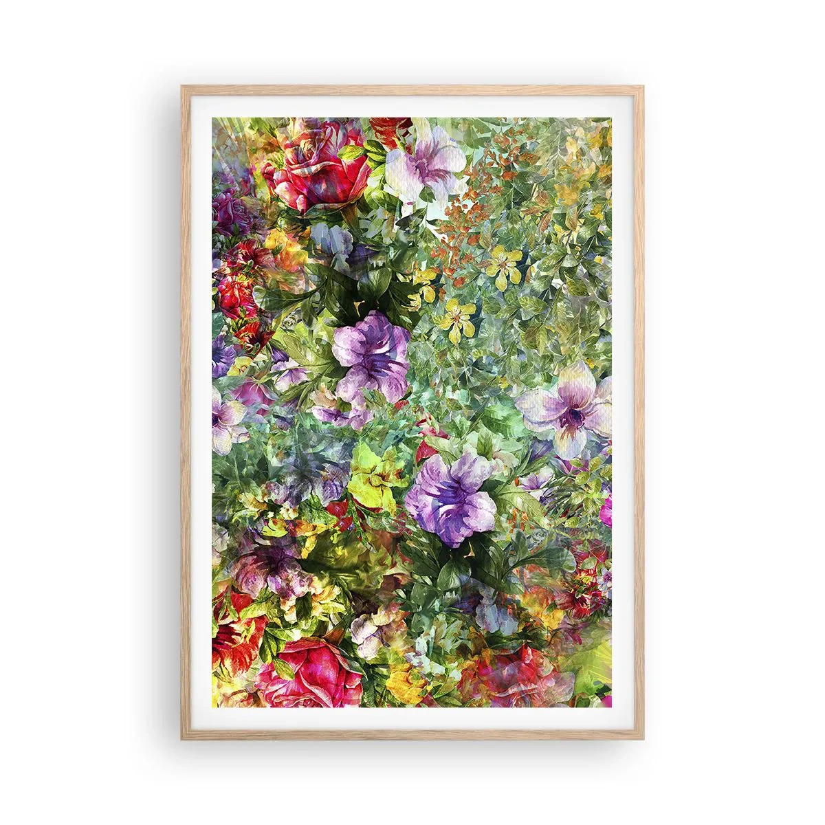 Een poster in een licht eiken lijst - In bloemen voor verderf - 70x100 cm