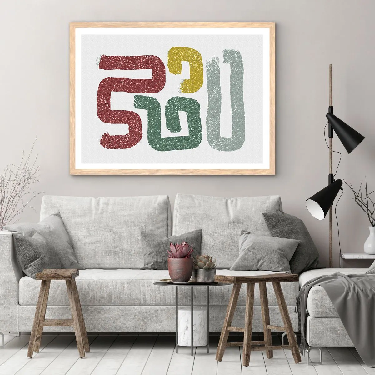 Een poster in een licht eiken lijst - In een onbekende taal - 100x70 cm