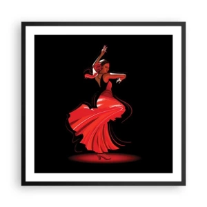 Poster in een zwarte lijst - De vurige geest van flamenco - 60x60 cm