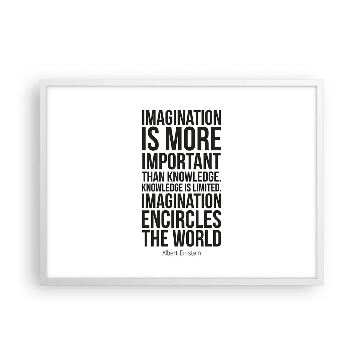 Poster in een witte lijst - Einstein over de kracht van verbeelding - 70x50 cm
