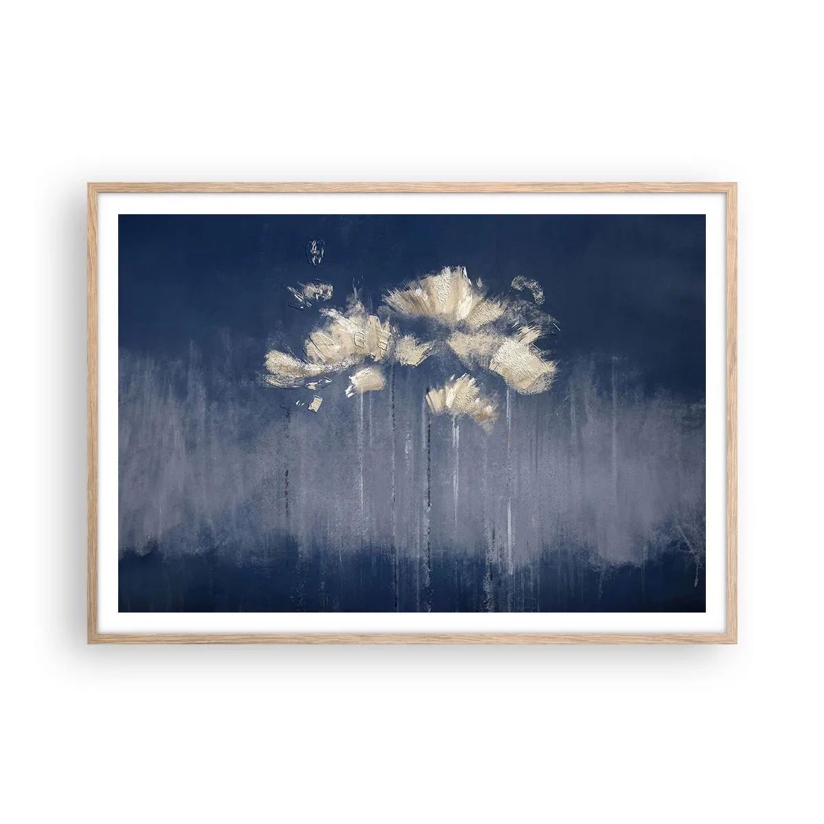 Een poster in een licht eiken lijst - Als bloemblaadjes in de wind - 100x70 cm