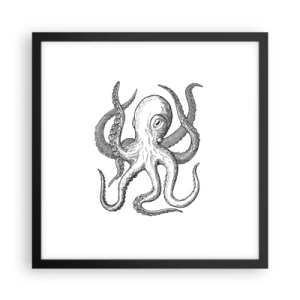 Poster in een zwarte lijst - Dansend met de golven - 40x40 cm