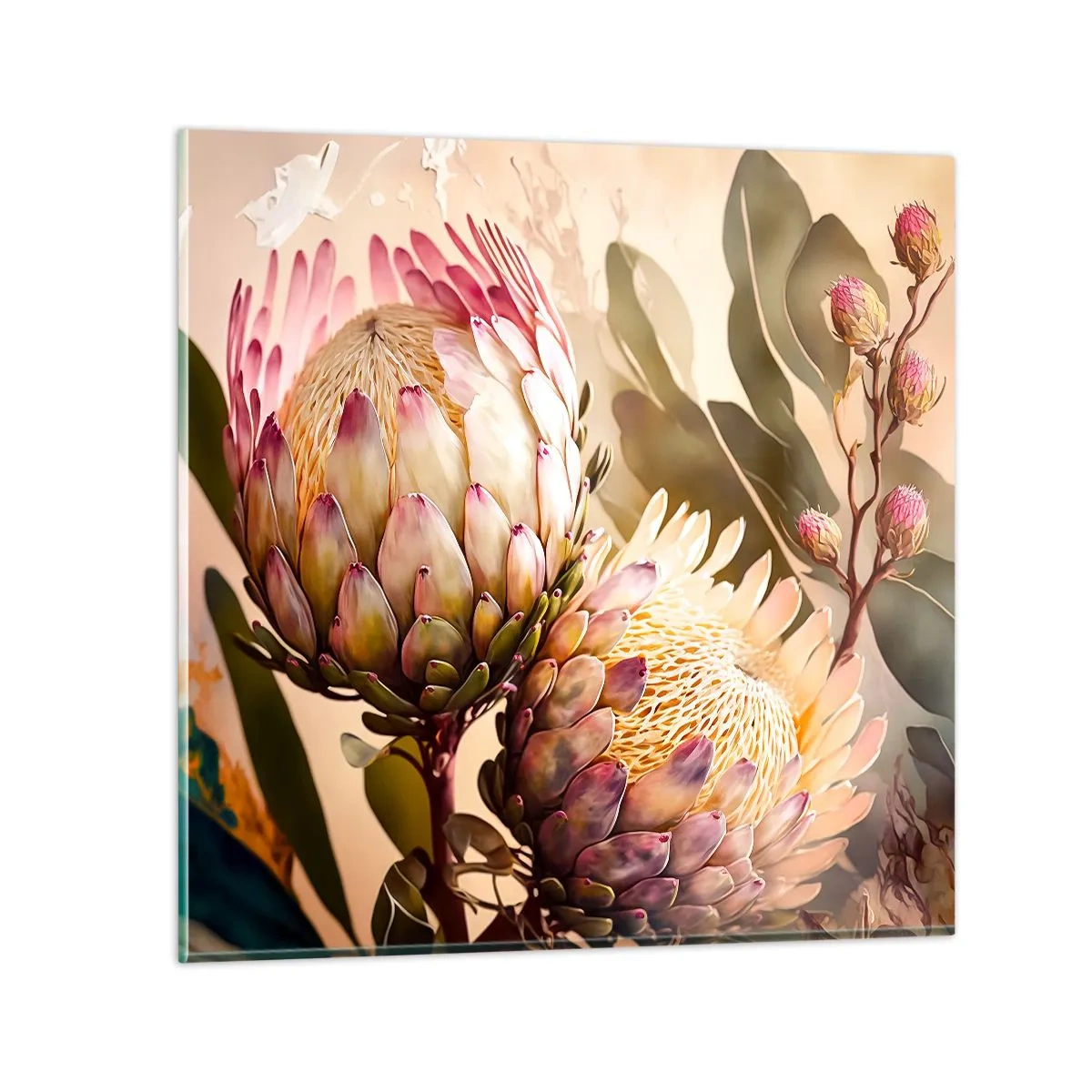 Schilderen op glas - Teeder omarmd - 70x70 cm