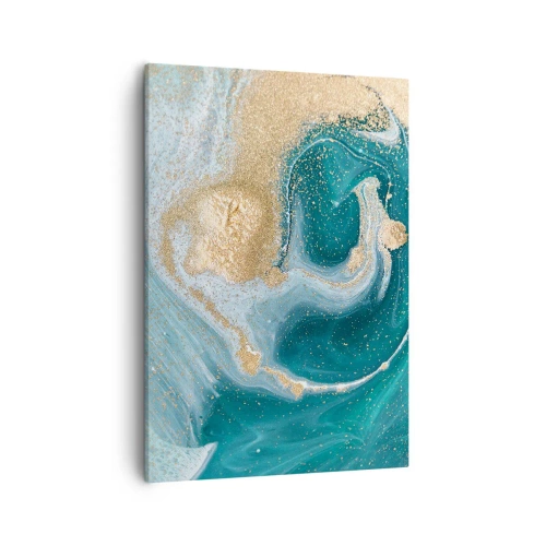Schilderen op canvas - Een werveling van goud en turkoois - 50x70 cm