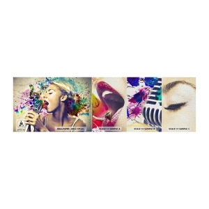 Fotobehang Monster Premium Canvas - Schilder de wereld met je stem - Vrouw, Muziek, 3D - 100x30 cm