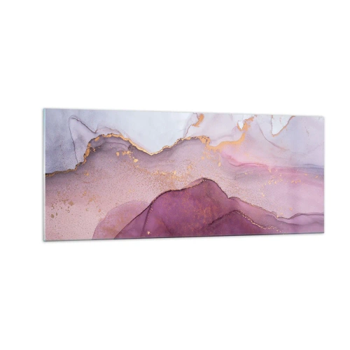 Schilderen op glas - Lila en paarse golven - 100x40 cm