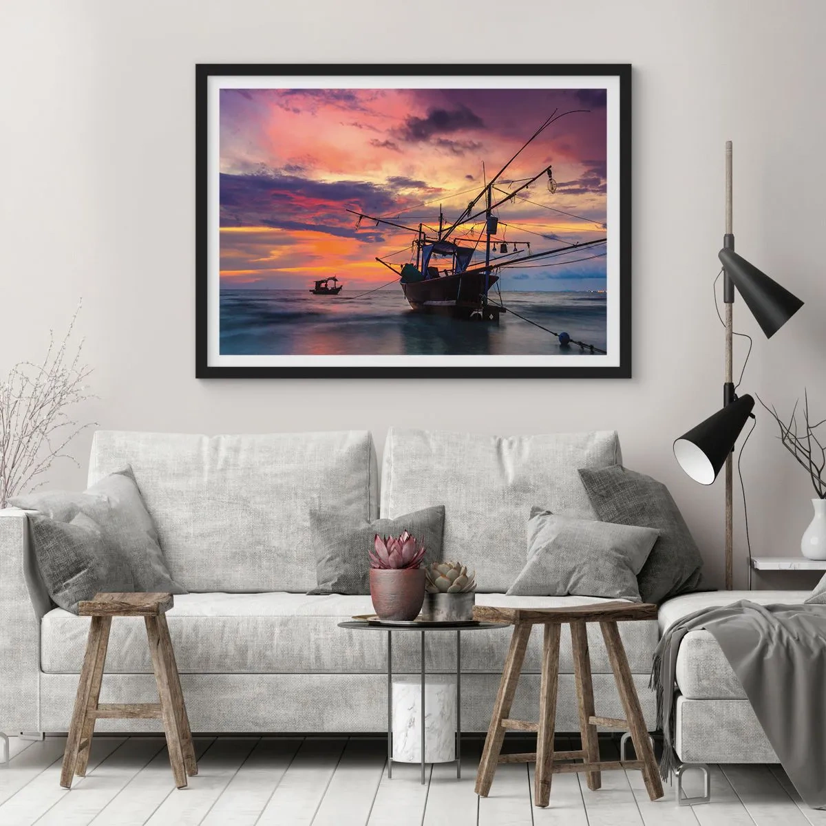 Poster in een zwarte lijst - Exotische avond - 100x70 cm