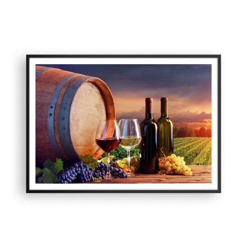 Poster in een zwarte lijst - Het leven smaakt hier - 100x70 cm