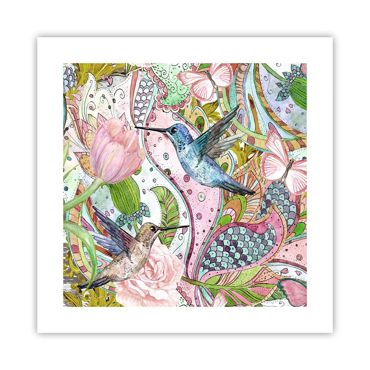 Poster - Verstrikt in wijnstokken - 40x40 cm