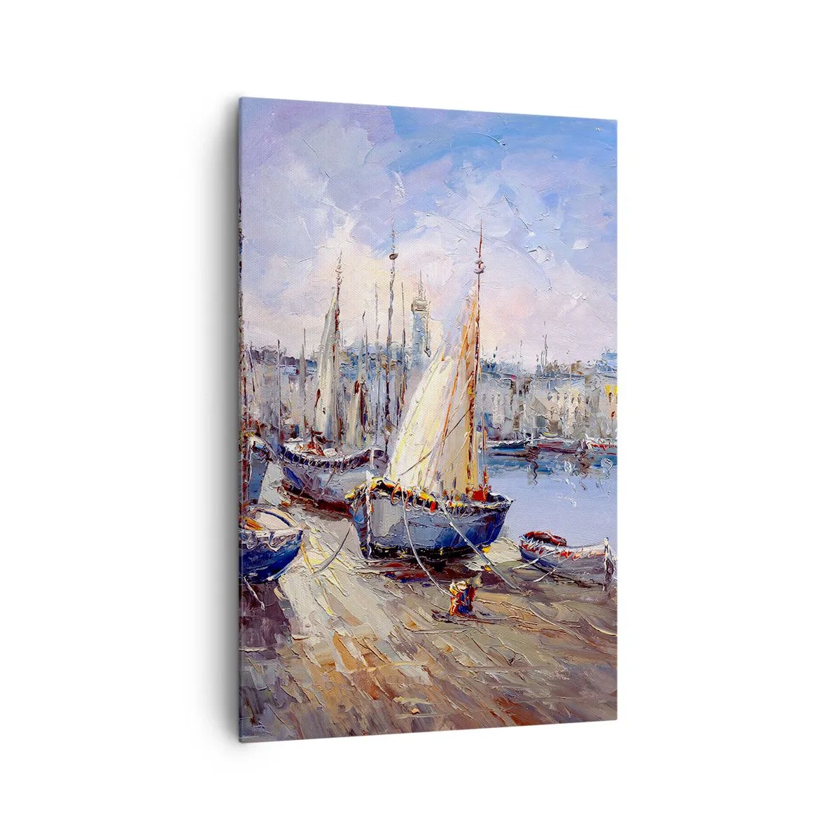 Schilderen op canvas - Een stad aan de baai - 80x120 cm