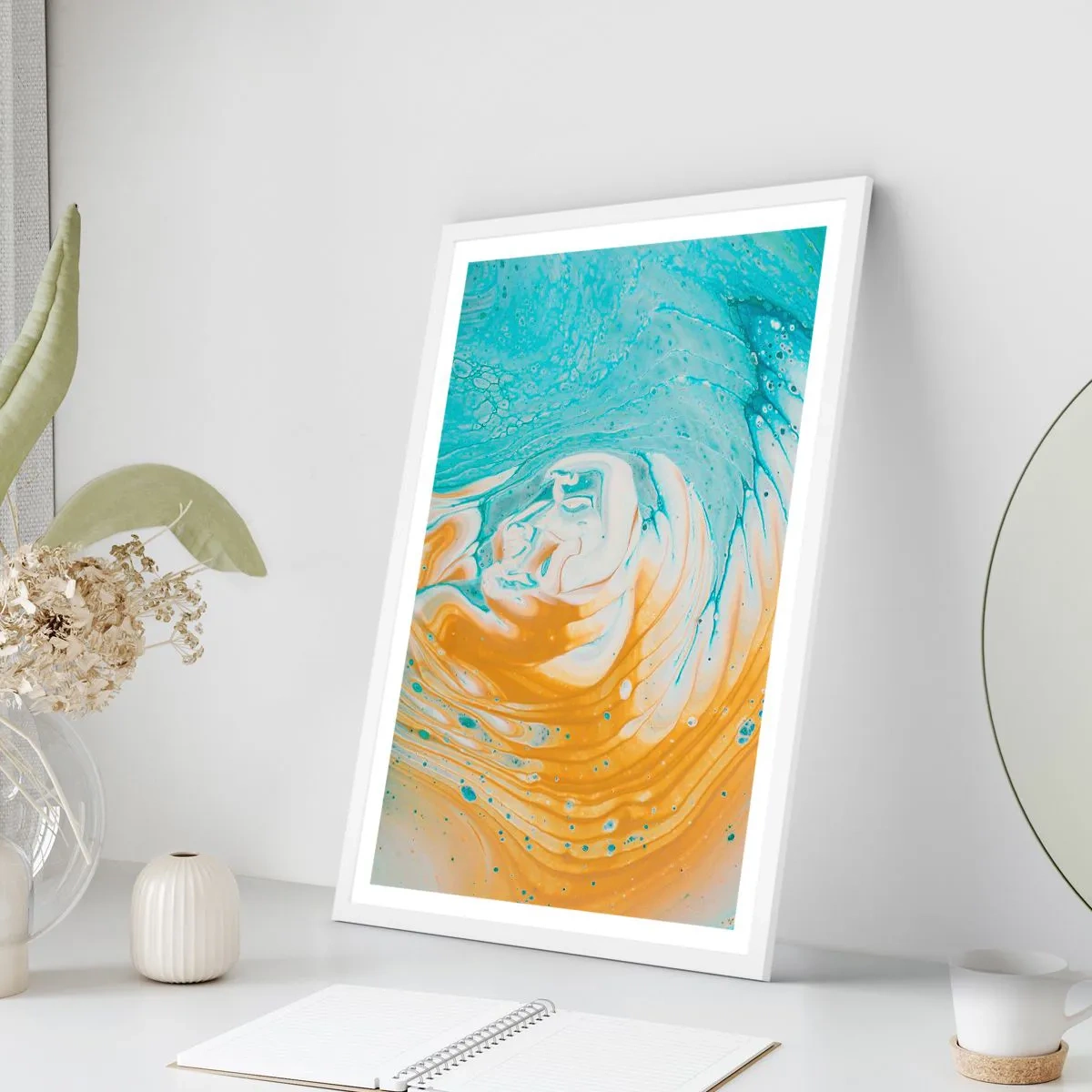 Poster in een witte lijst - Pastel werveling - 40x50 cm