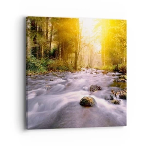 Schilderen op canvas - Malachiet in een zilveren en gouden lijst - 40x40 cm