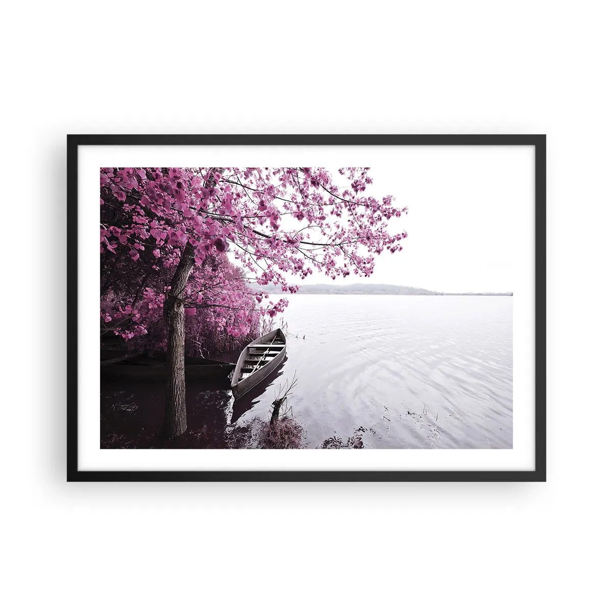 Poster in een zwarte lijst - In roze stilte - 70x50 cm