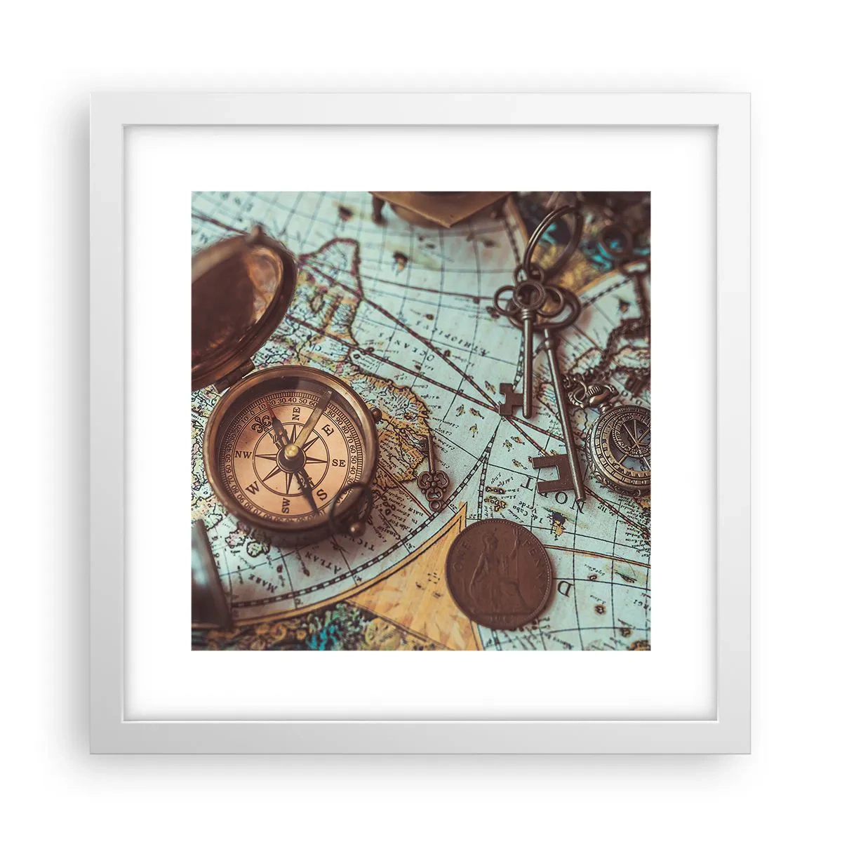 Poster in een witte lijst - Voor de avonturier - 30x30 cm