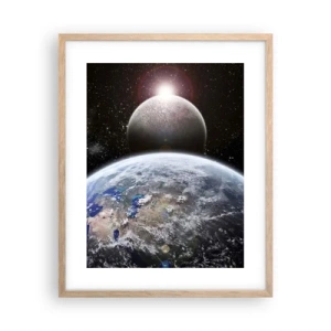 Een poster in een licht eiken lijst - Kosmisch landschap - zonsopgang - 40x50 cm