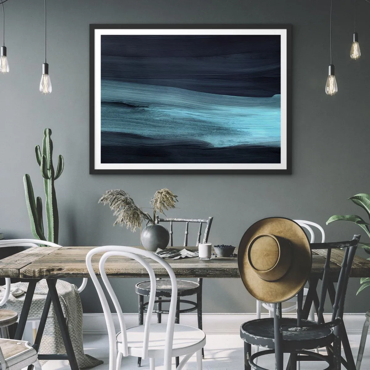 Poster in een zwarte lijst - Ga met de stroom mee - 70x50 cm