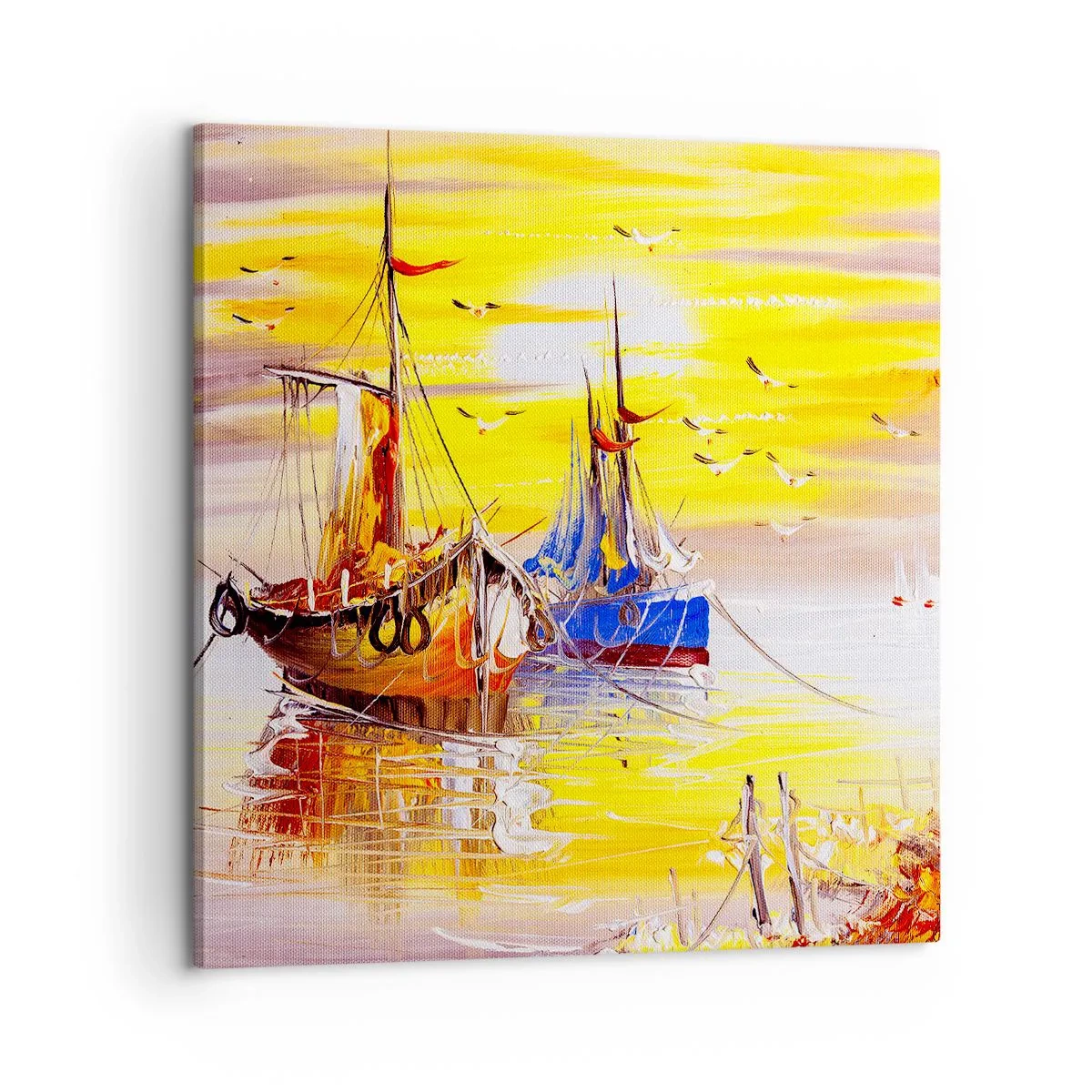 Schilderen op canvas - Een welverdiende rust in de haven - 60x60 cm