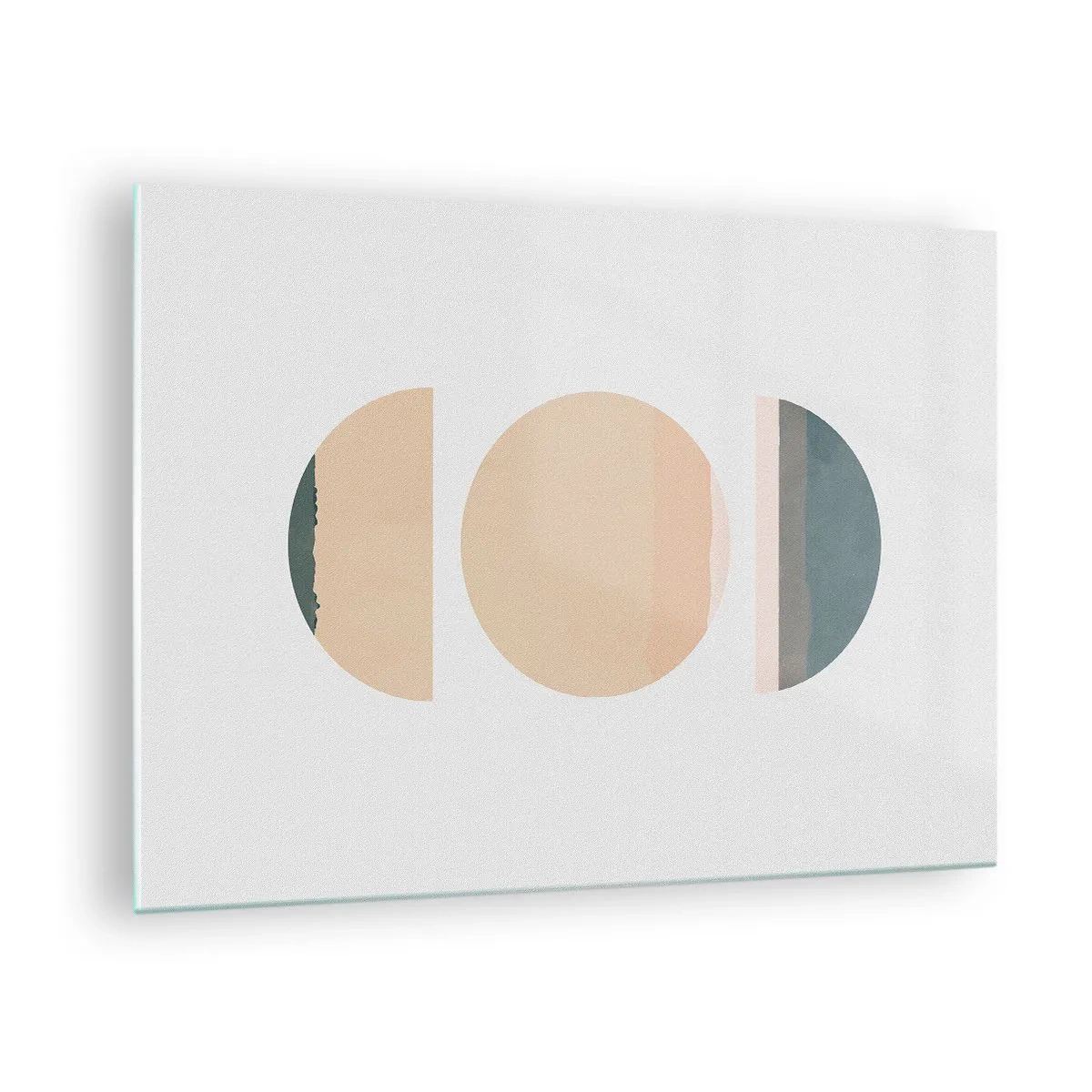 Schilderen op glas - Minimalistische geometrische patronen in pastelkleuren - 70x50cm - Een Wiel achter een andere - Moderne wanddecoratie voor woonkamer en slaapkamer ARTTOR