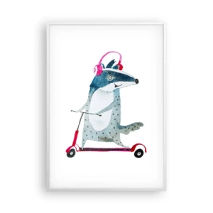 Poster in een witte lijst - Badger vreugde - 70x100 cm