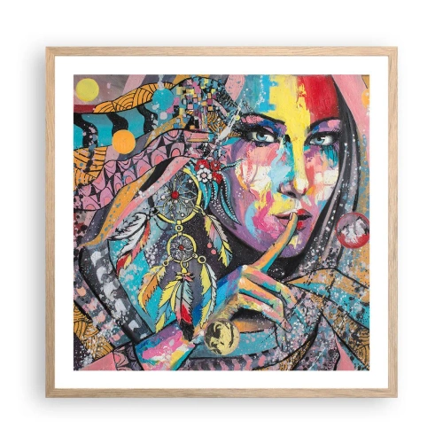Een poster in een licht eiken lijst - Zwijg totdat je het begrijpt - 60x60 cm