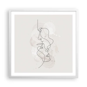 Poster in een witte lijst - Verstrikt in een omhelzing - 60x60 cm