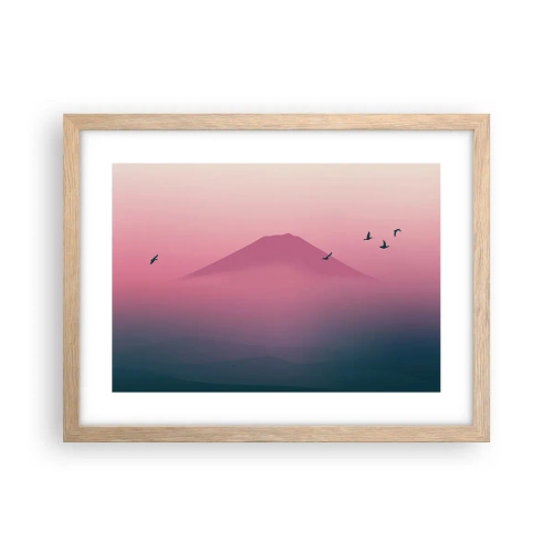 Een poster in een licht eiken lijst - Wandelaars boven de wolken - 40x30 cm