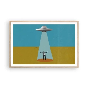 Een poster in een licht eiken lijst - Een nauwe ontmoeting - 91x61 cm