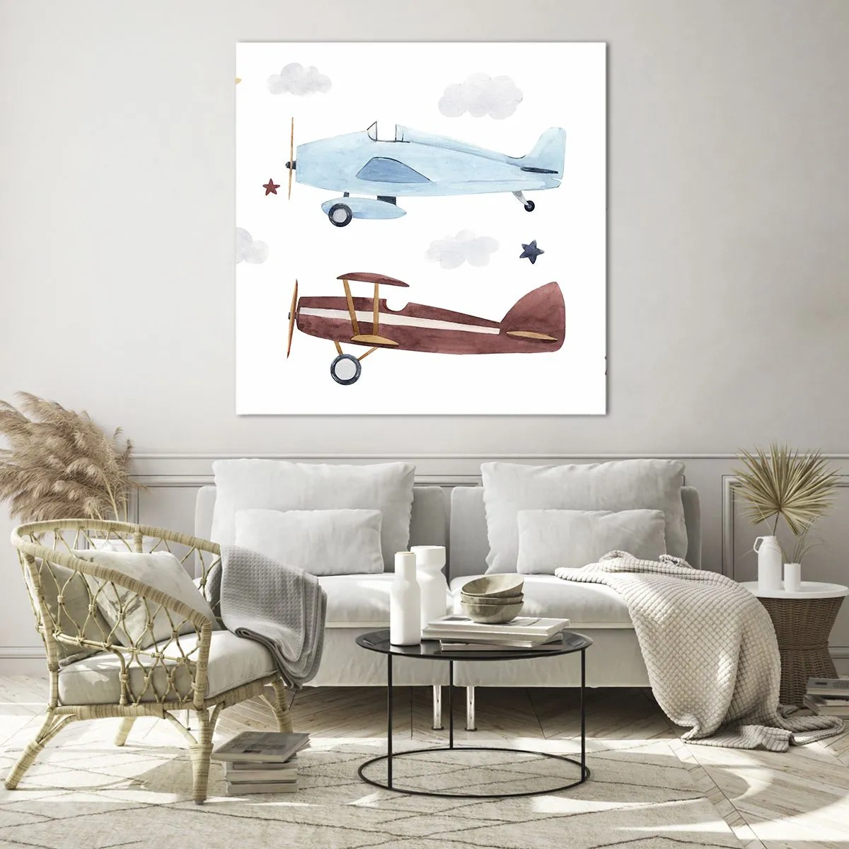 Schilderen op glas - Meneer Piloot, we wachten! - 50x50 cm