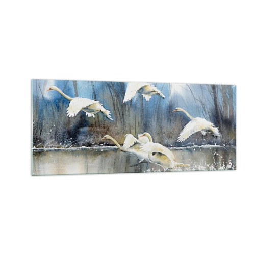 Schilderen op glas - Zoals in het sprookje over wilde zwanen - 100x40 cm