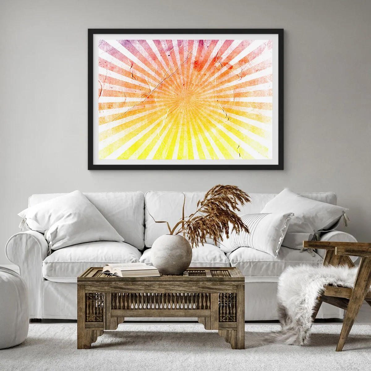 Poster in een zwarte lijst - Zonsopgangen en zonsondergangen - 50x40 cm