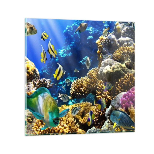 Schilderen op glas - Veel verkeer op de vakantieroute - 50x50 cm