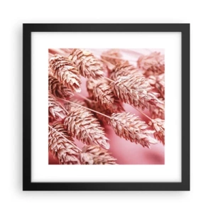 Poster in een zwarte lijst - Een bloemencascade in roze - 30x30 cm