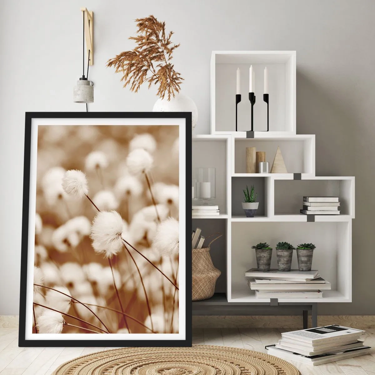 Poster in een zwarte lijst - Pluizig korenveld - 40x50 cm