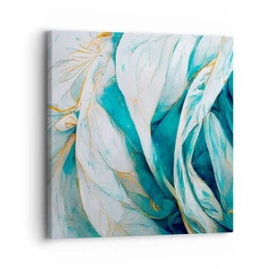 Schilderen op canvas - Blauwe abstractie met een gouden motief - 30x30 cm