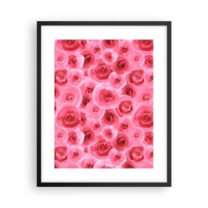 Poster in een zwarte lijst - Rozen onder en boven - 40x50 cm