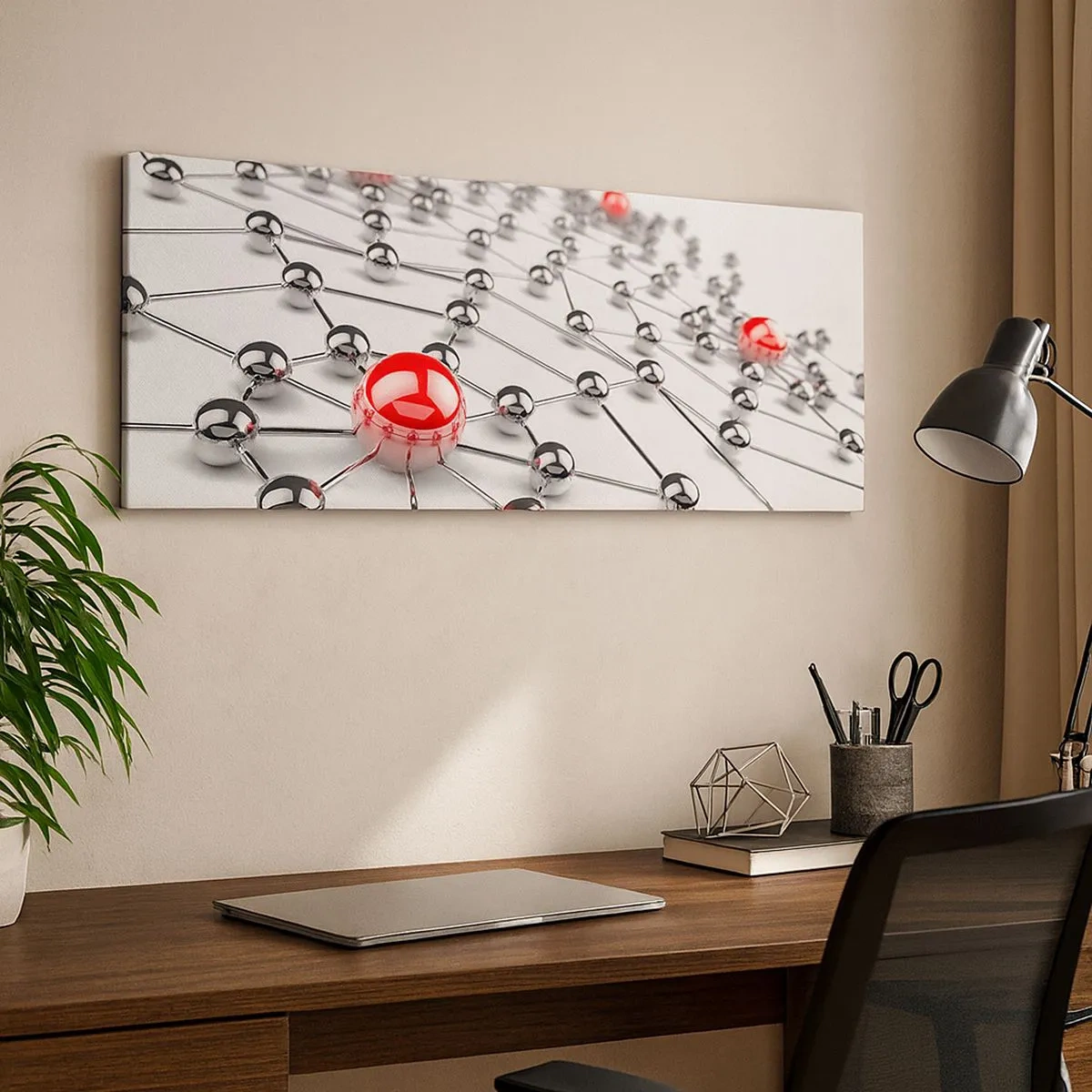 Schilderen op canvas - Zilverachtig web - 100x40 cm